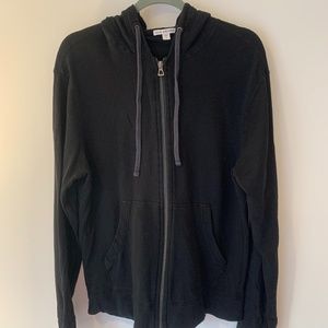 James Perse Black Zip Up Hoodie Medium